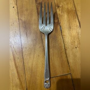 1847 ROGERS BROS IS "ETERNALLY YOURS" SILVERPLATE MEAT FORK 8 3/4" Antique